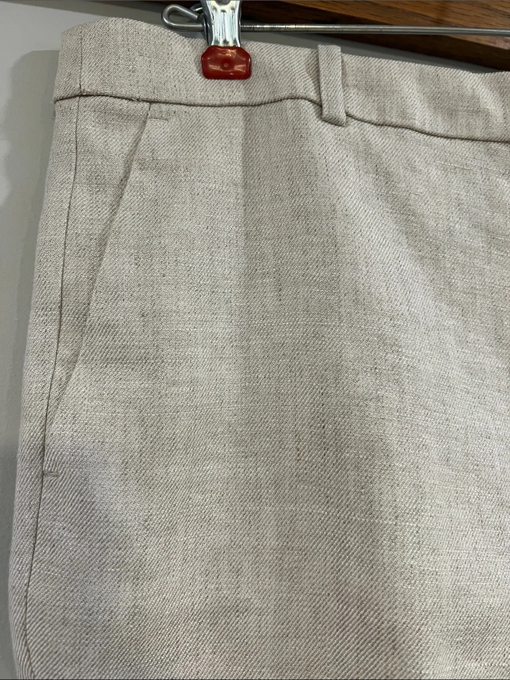 J.Crew - linen, beige wide leg cropped slacks, 14